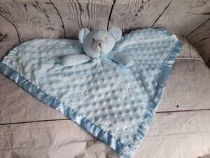 Pro Goleem Blue Bear Lovey Security Blanket Plush Dots Minky Satin Trim Baby Toy